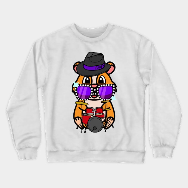 Funny hamster is playing the drums Crewneck Sweatshirt by Pet Station